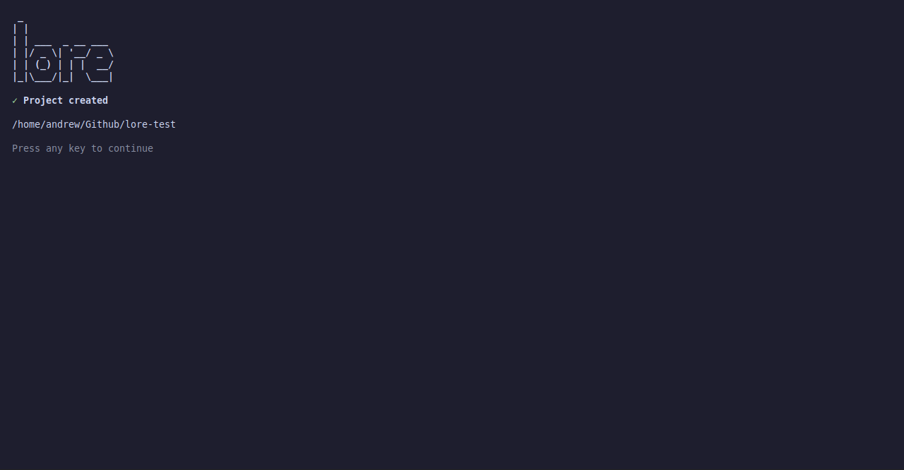 Project-created success screen before entering the full TUI.